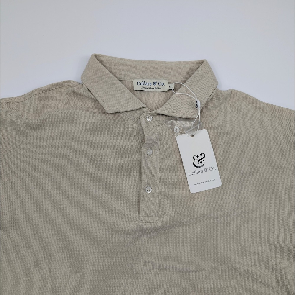 Collars‎ & Co Luxury Pique Cotton Polo Shirt Men's 3XL Tan Brown